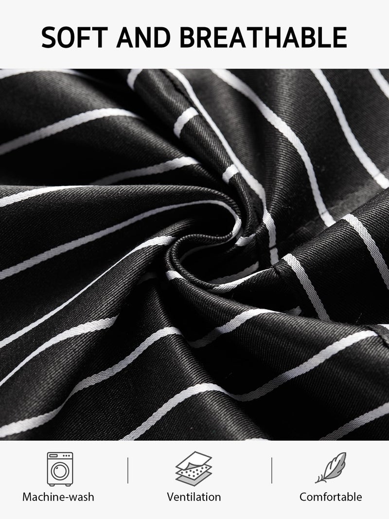 Syntus 2 Pack Adjustable Bib Apron with 3 Pockets Cooking Kitchen Aprons for Women Men Chef, Black/White Pinstripe - Image 3